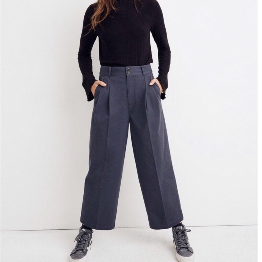 Madewell Pleated Wide Leg Pants Dark Gray 0